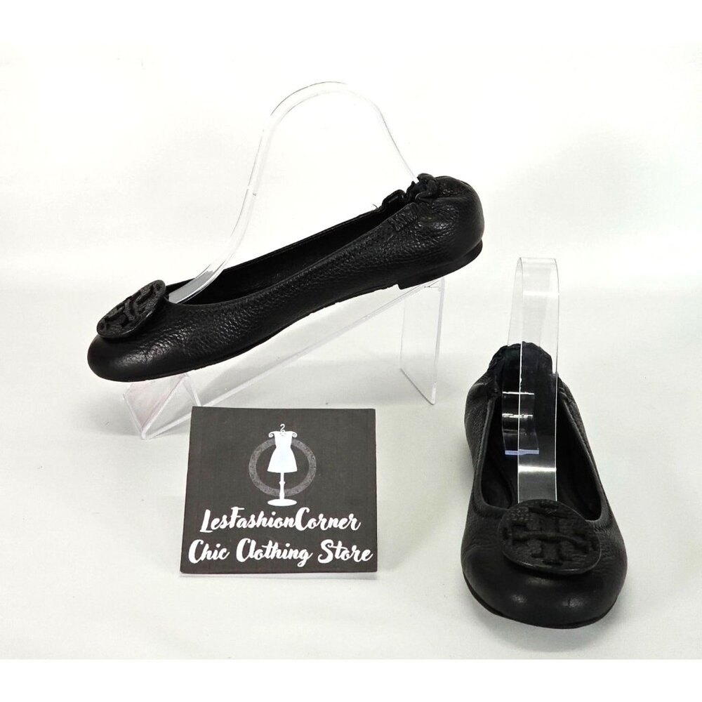 Tory Burch Women's Black Leather Ballet Flat Minnie Travel Flats Size 8 - Picture 4 of 14
